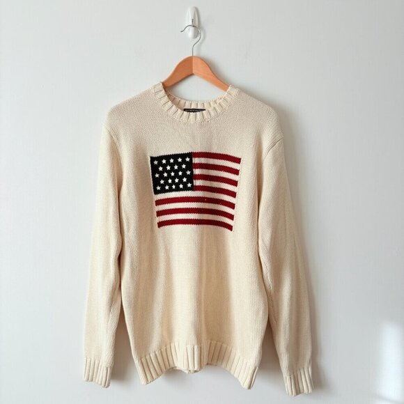 Brandy Melville Nico American Flag USA Knit Crew Pullover Sweater - Picture 5 of 9